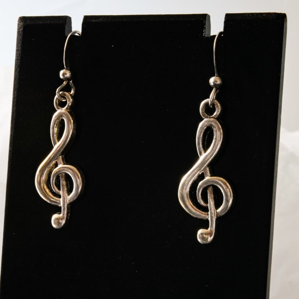 Little Treats, Dangle Earrings with Silver Treble Clefs