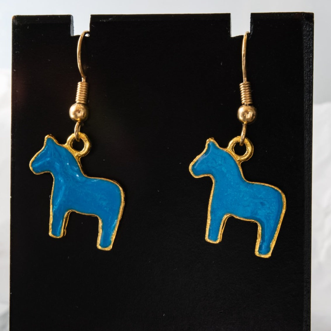 Little Pony, Blue Enameled Dangle Earrings