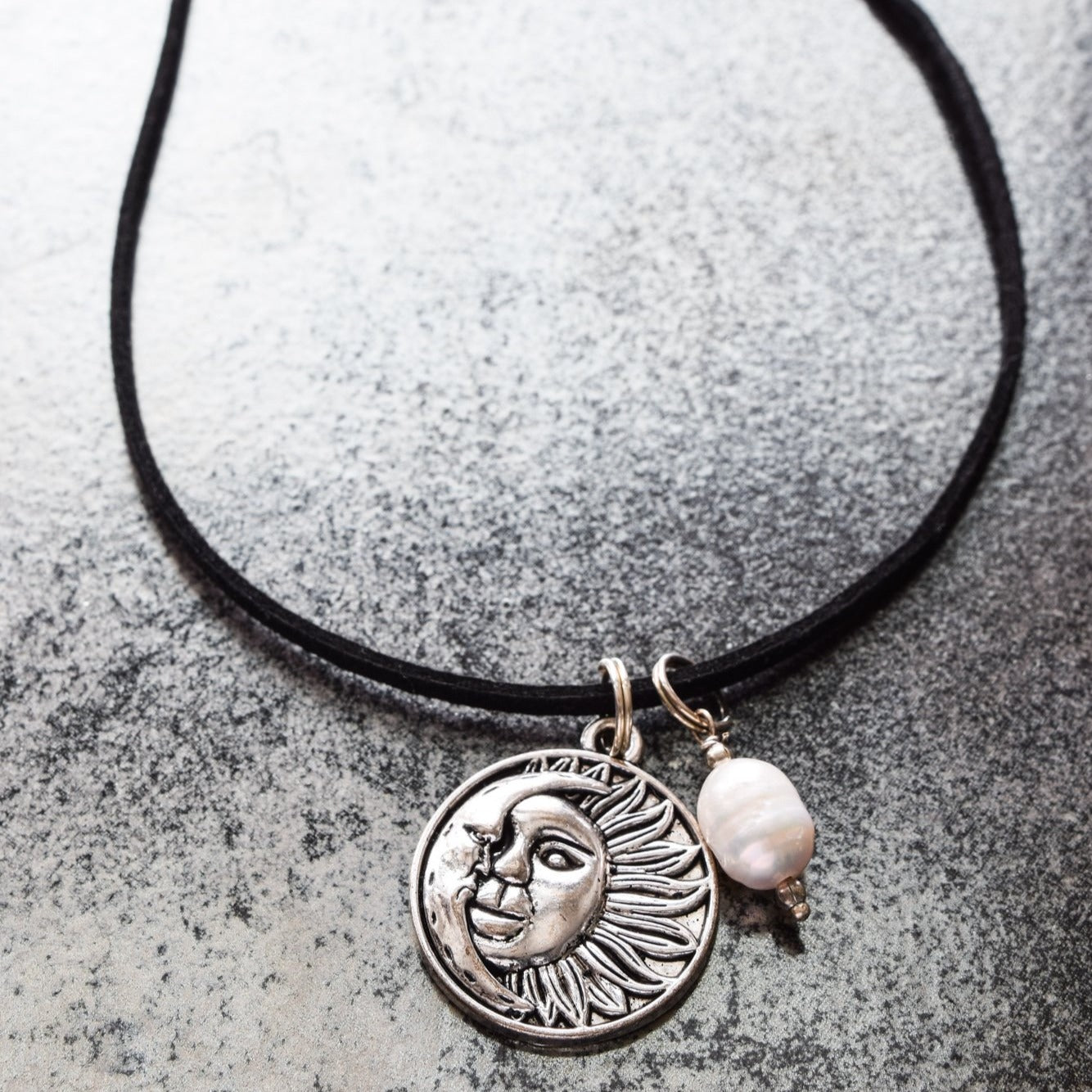 Woodlands, 19-inch Necklace with Sun and Moon Pendant with Pearl