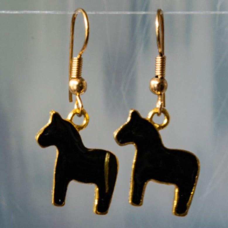 Little Pony, Black Enameled Dangle Earrings