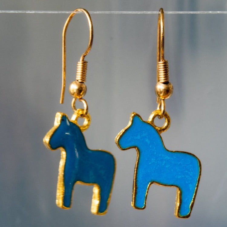 Little Pony, Blue Enameled Dangle Earrings