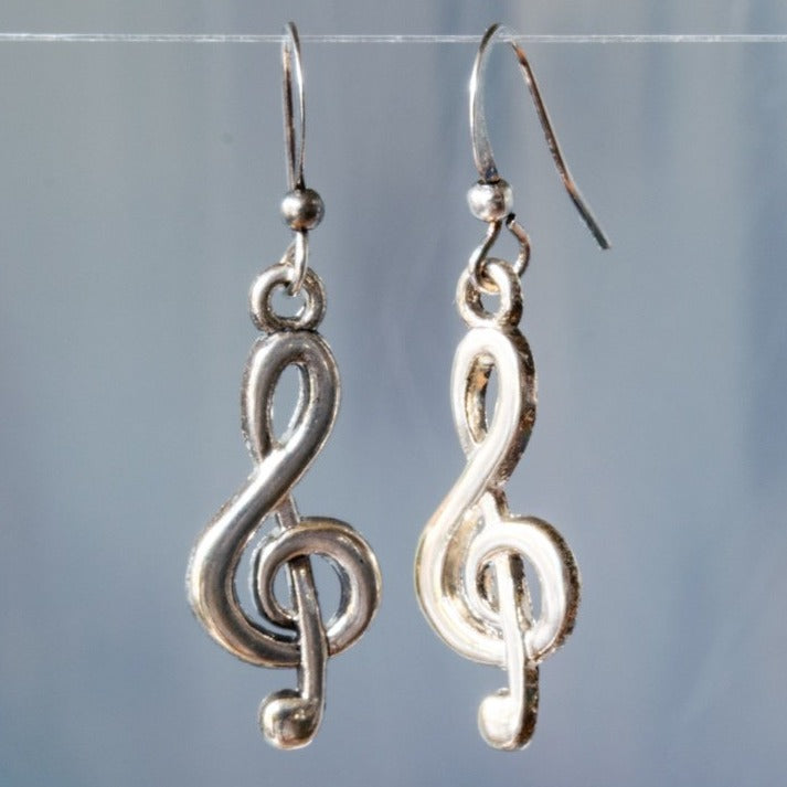 Little Treats, Dangle Earrings with Silver Treble Clefs