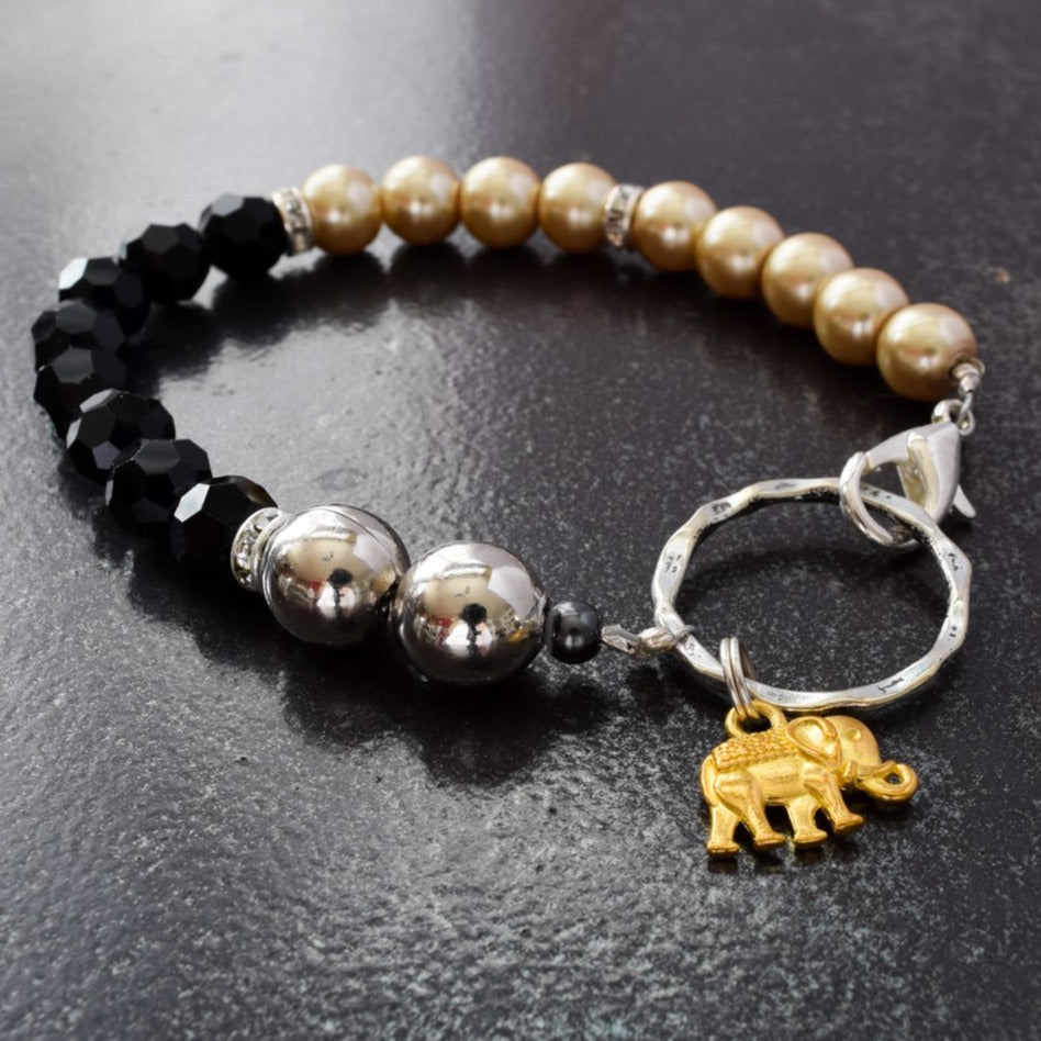 Crystal Bling, Gold Elephant Bracelet