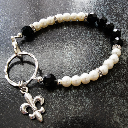 Crystal Bling, Fleur-De-Lis Bracelet