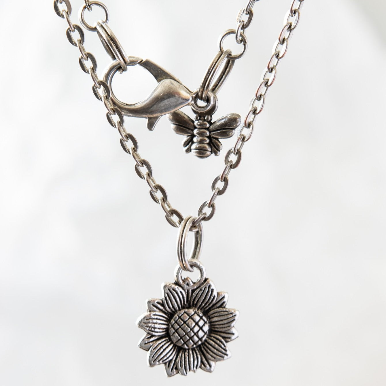 Beginnings,21-inch Silver Sunflower Necklace