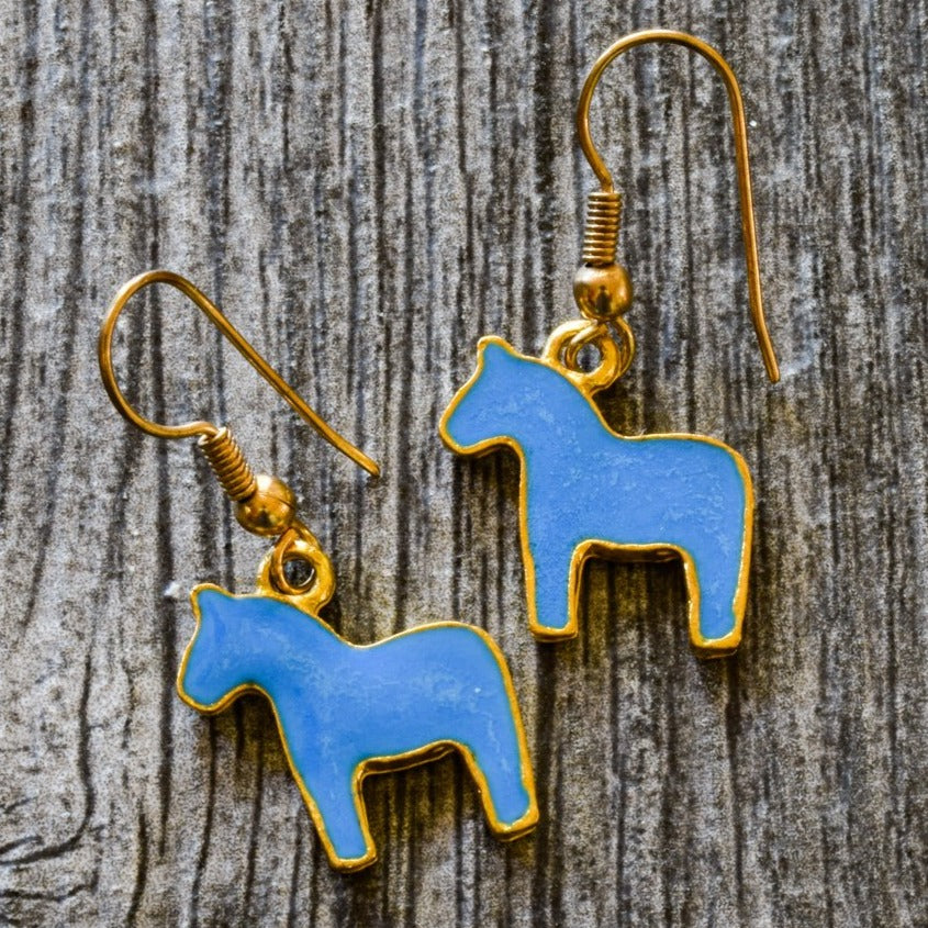 Little Pony, Blue Enameled Dangle Earrings