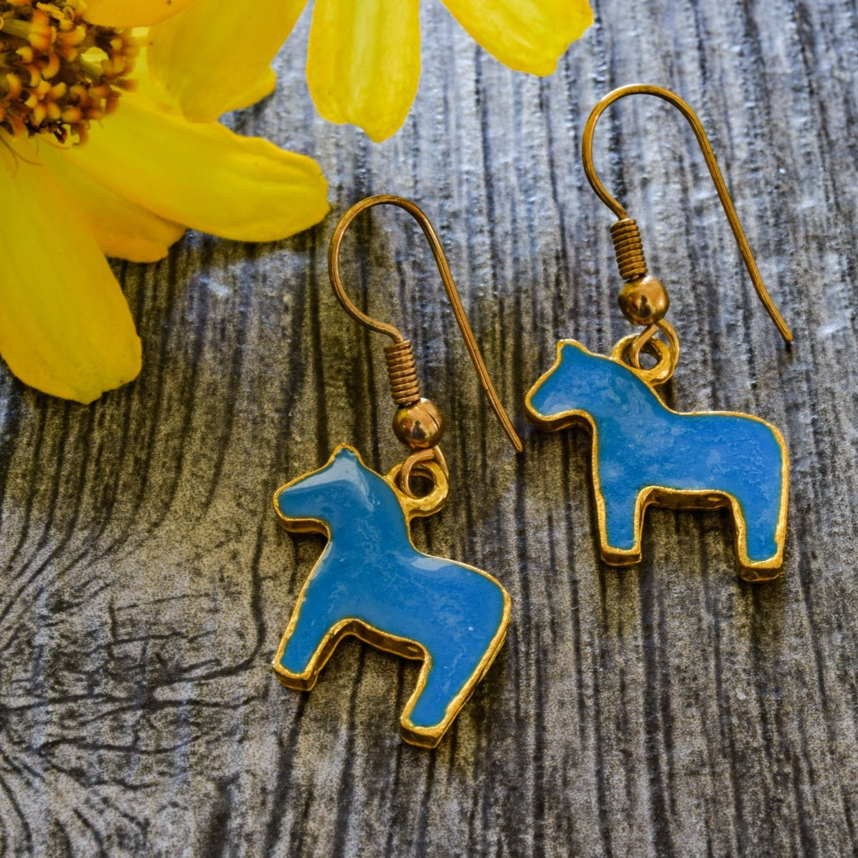 Little Pony, Blue Enameled Dangle Earrings