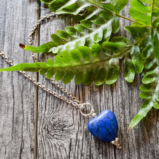 Simplicity, Stainless Steel Necklace with a Small Blue Heart Stone