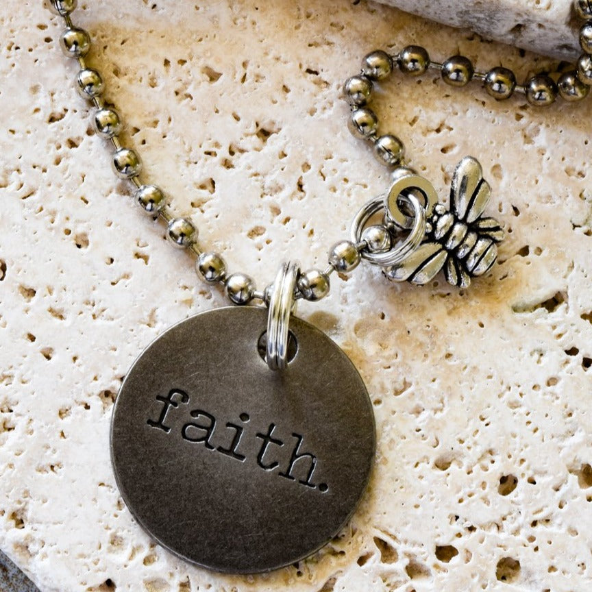 Simple Words, Ball Chain Necklace with Bronze Word Pendants