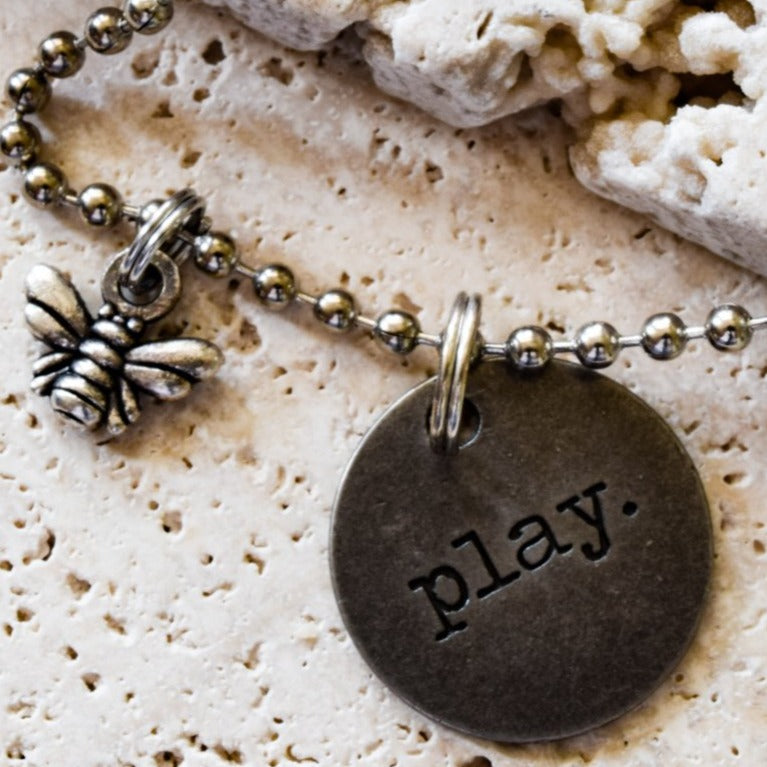 Simple Words, Ball Chain Necklace with Bronze Word Pendants