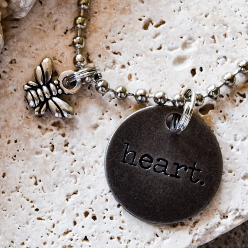 Simple Words, Ball Chain Necklace with Bronze Word Pendants