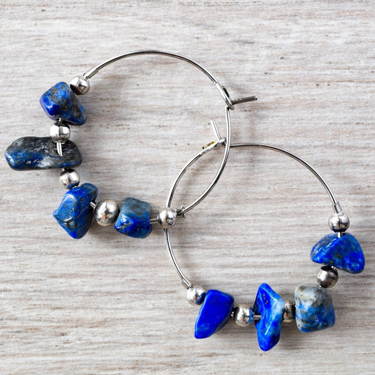 Expressions in Sodalite Stacked Stone Hoop Earrings