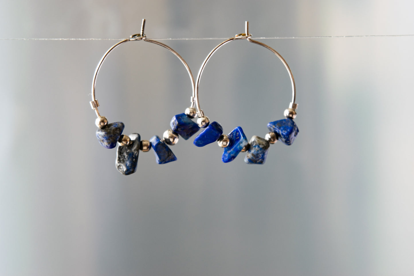 Expressions in Sodalite Stacked Stone Hoop Earrings