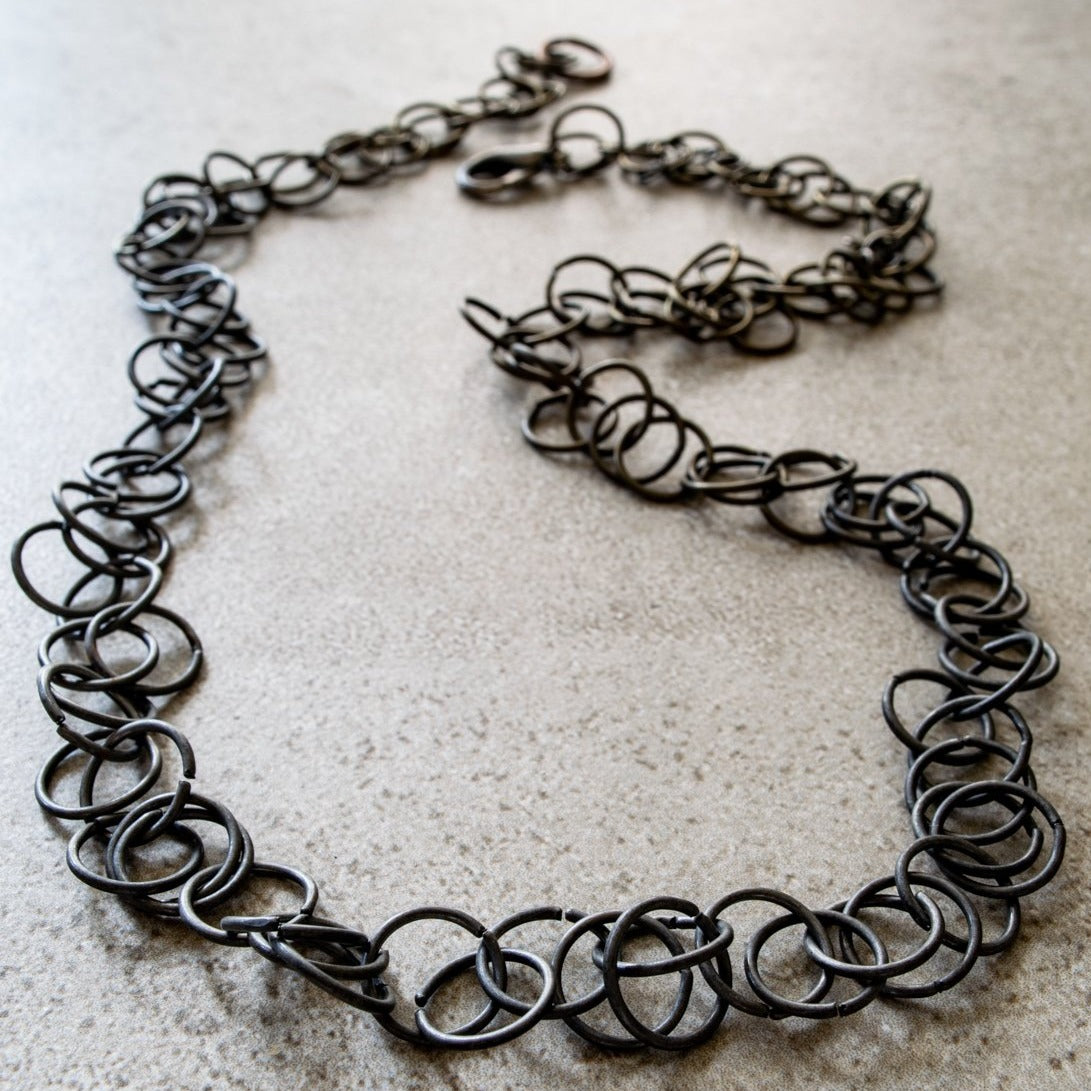 Robbi, Double Chain Necklace with Copper, and Mixed Metals