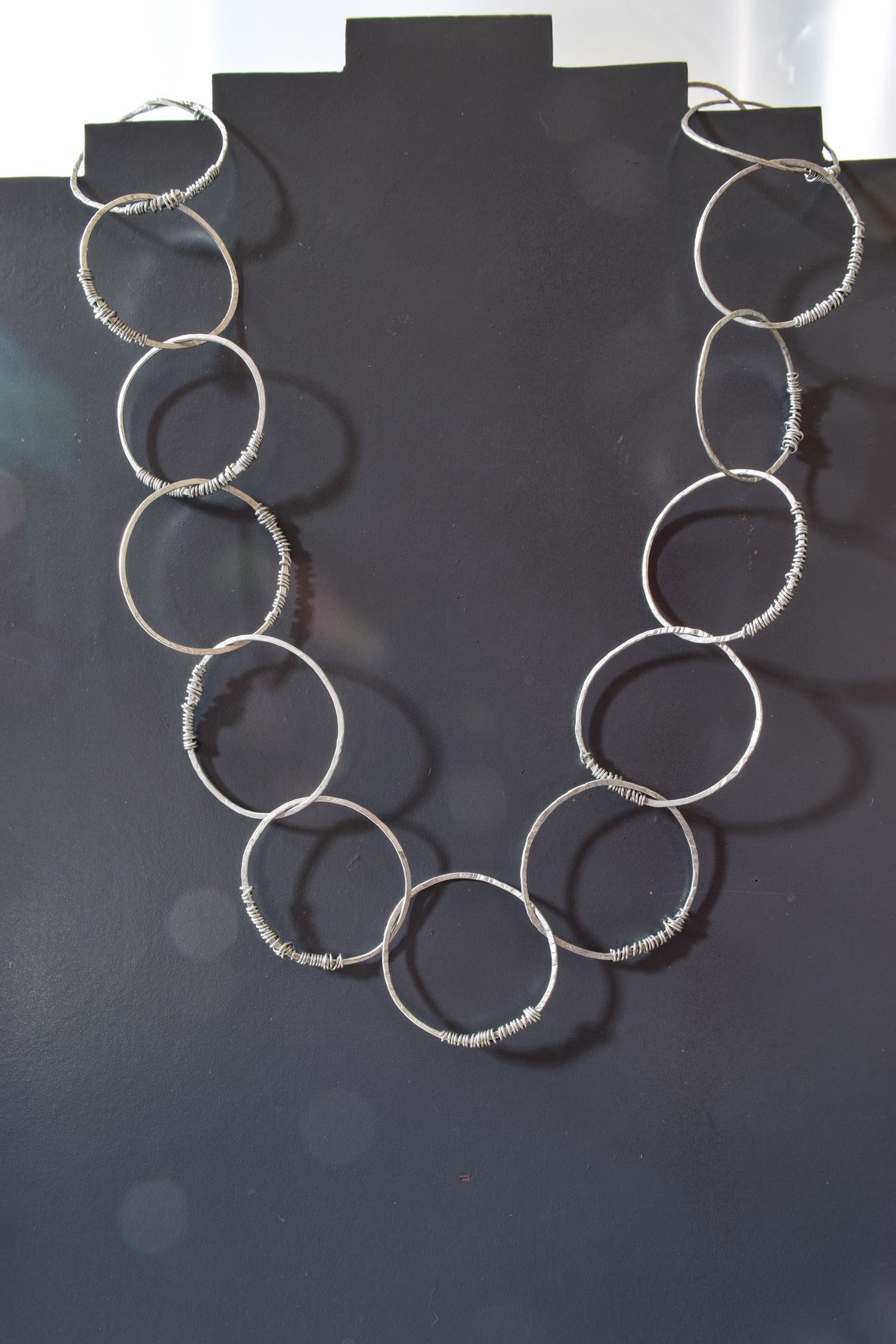 circles  double  steel n copper  necklace limited edition 50''