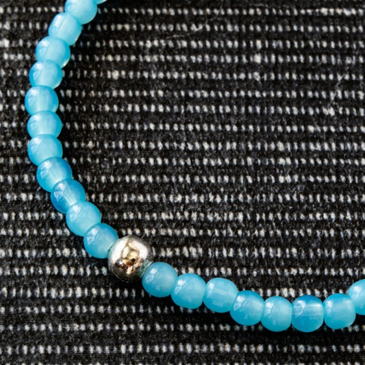 Expressions in Aquamarine Glass Bead Stretch Bracelet