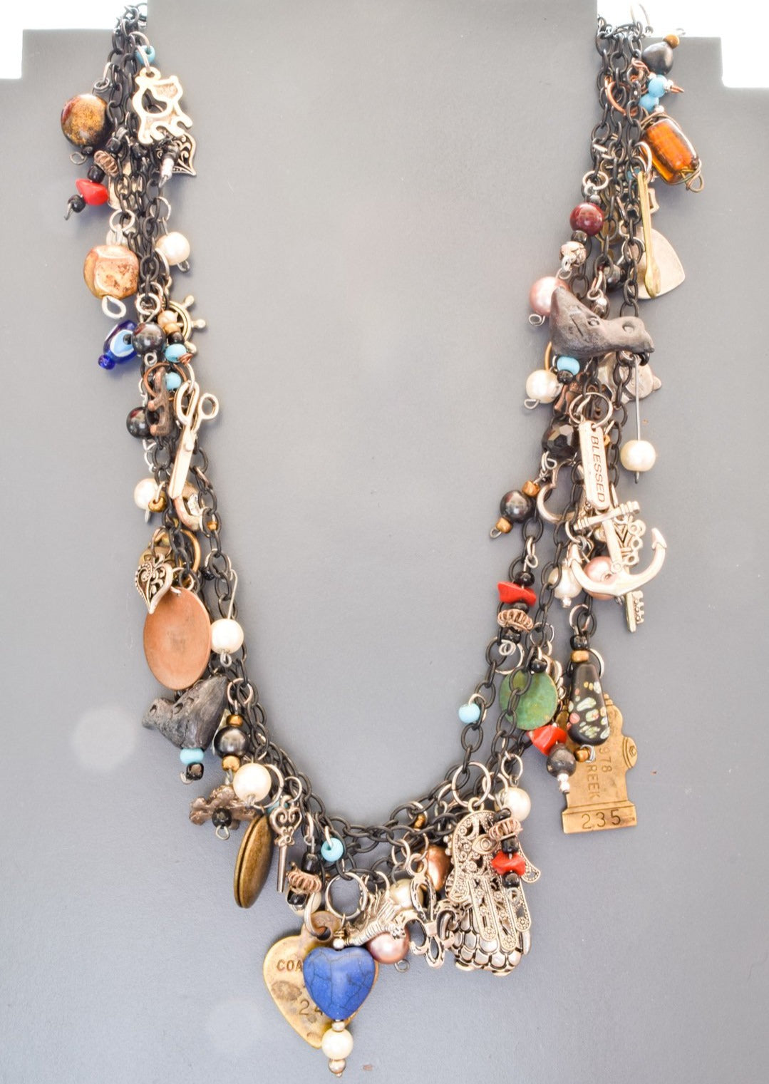 Charming Life, Multi-Strand Necklace with 128 Vintage Charms...Limited Edtion