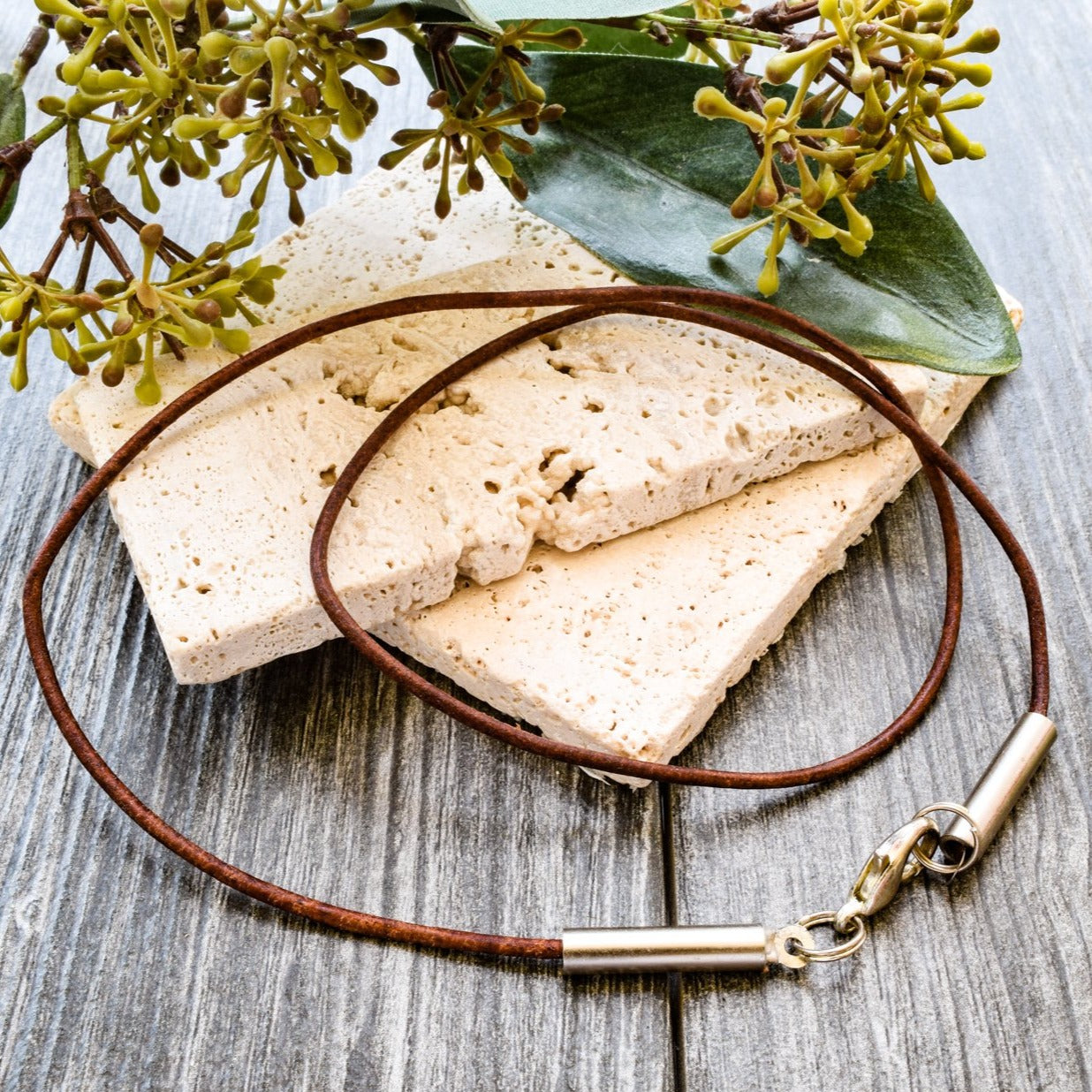 Charming Life, Convertible Necklace or Bracelet with Natural Leather Cord