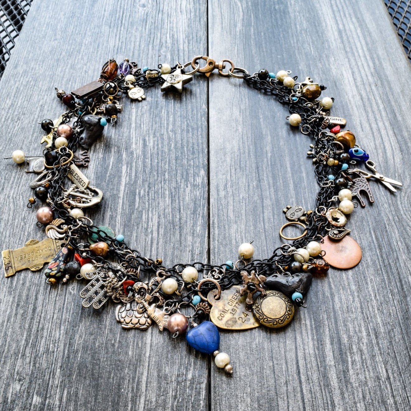 Charming Life, Multi-Strand Necklace with 128 Vintage Charms...Limited Edtion