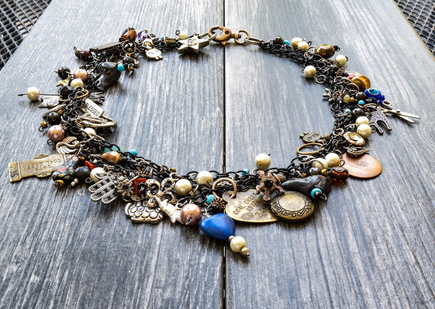 Charming Life, Multi-Strand Necklace with 128 Vintage Charms...Limited Edtion