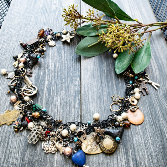 Charming Life, Multi-Strand Necklace with 128 Vintage Charms...Limited Edtion