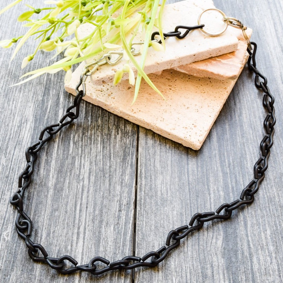 Chains 19'' Steel Necklace with Black and Silver Accents