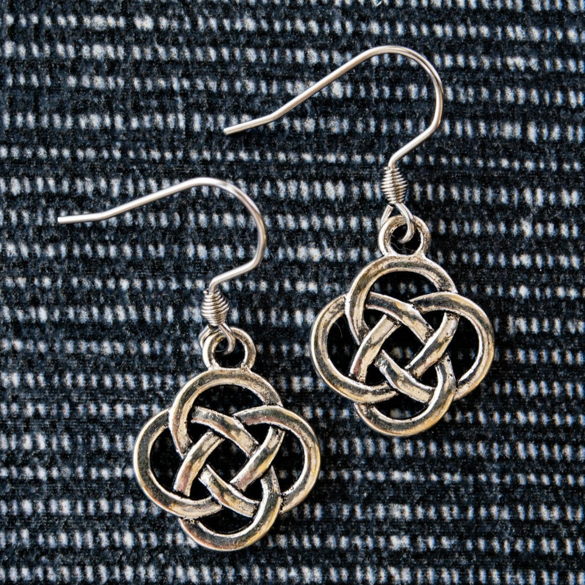 Beginnings Silver Knot Dangle Earrings