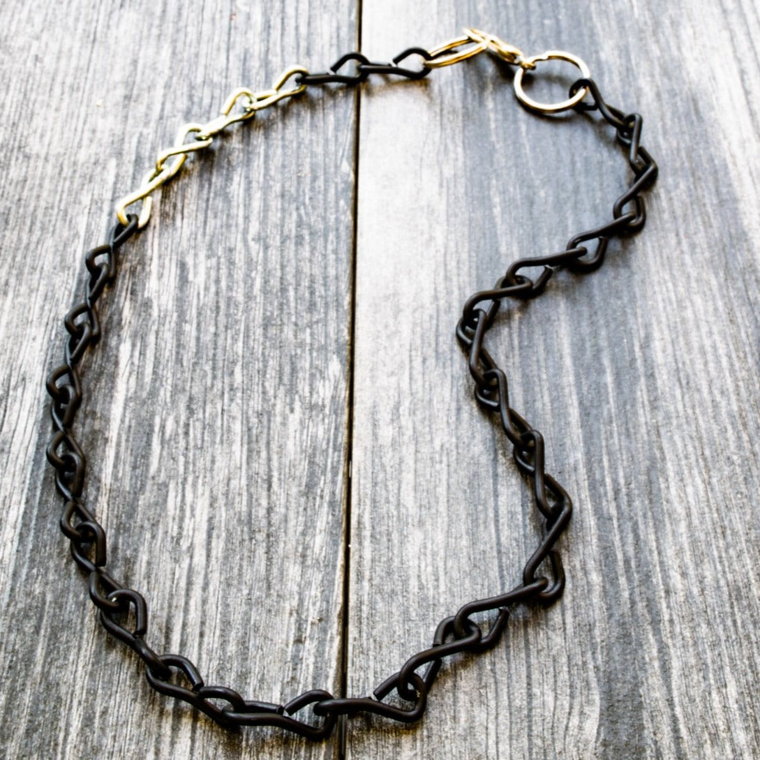 Chains 19'' Steel Necklace with Black and Silver Accents