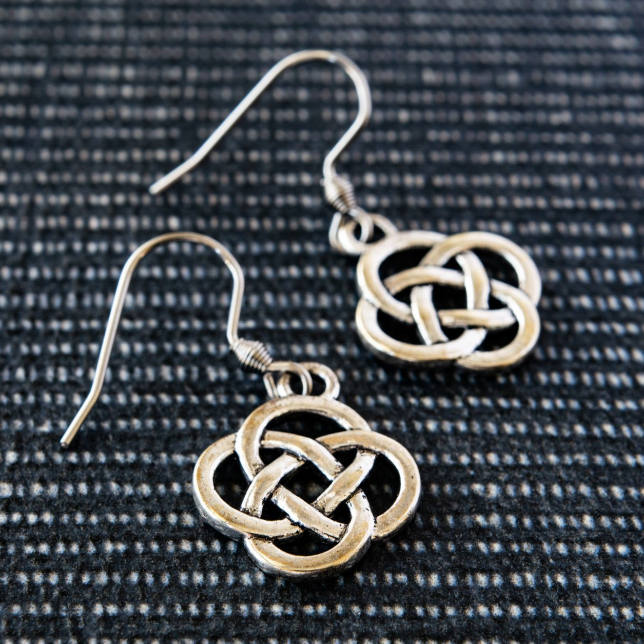 Beginnings Silver Knot Dangle Earrings