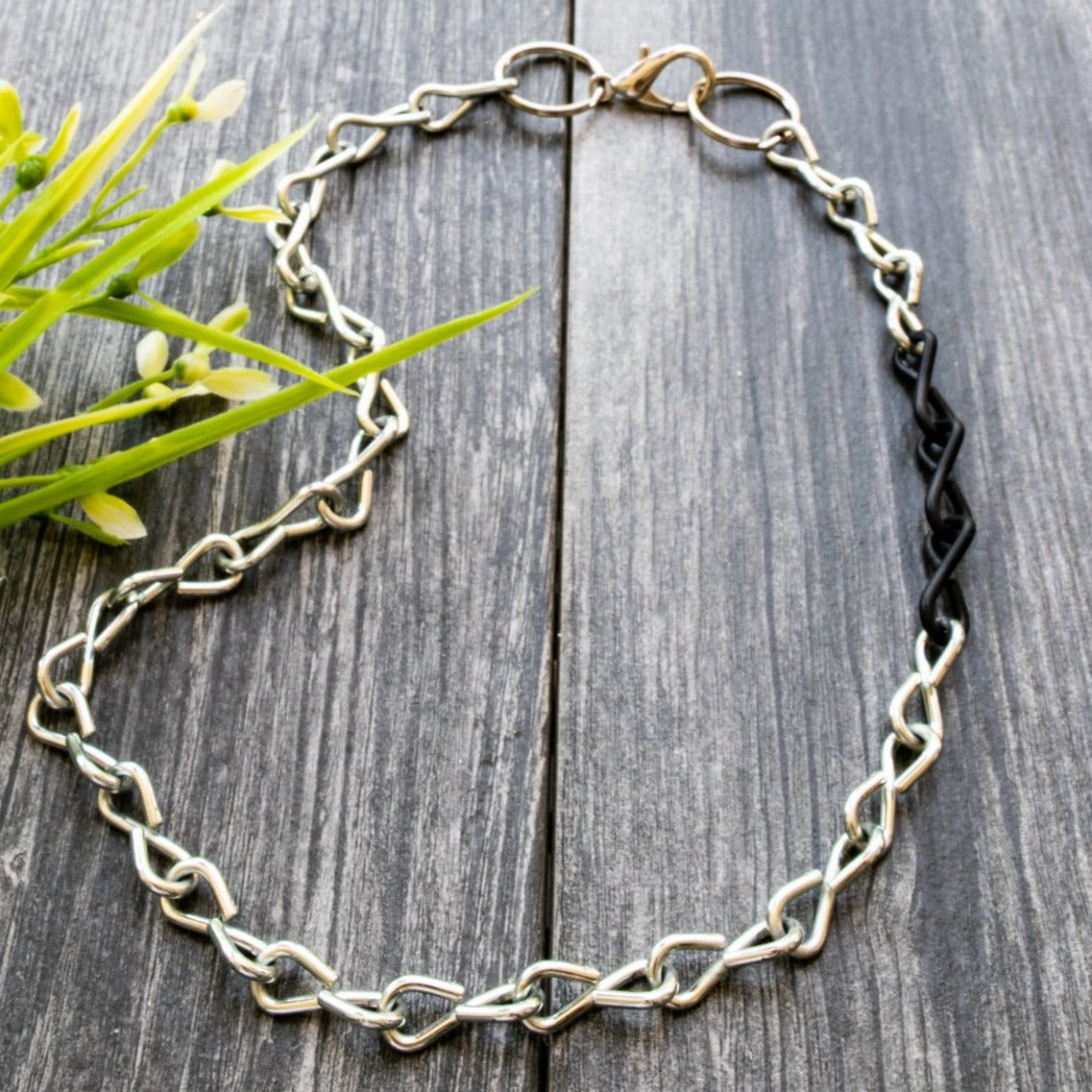 Chains 19'' Steel Necklace with Black Accent