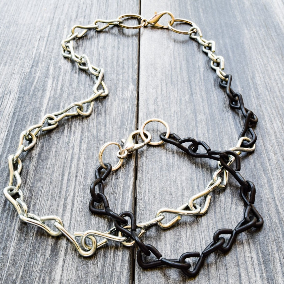 Chains 19'' Steel Necklace with Black Accent