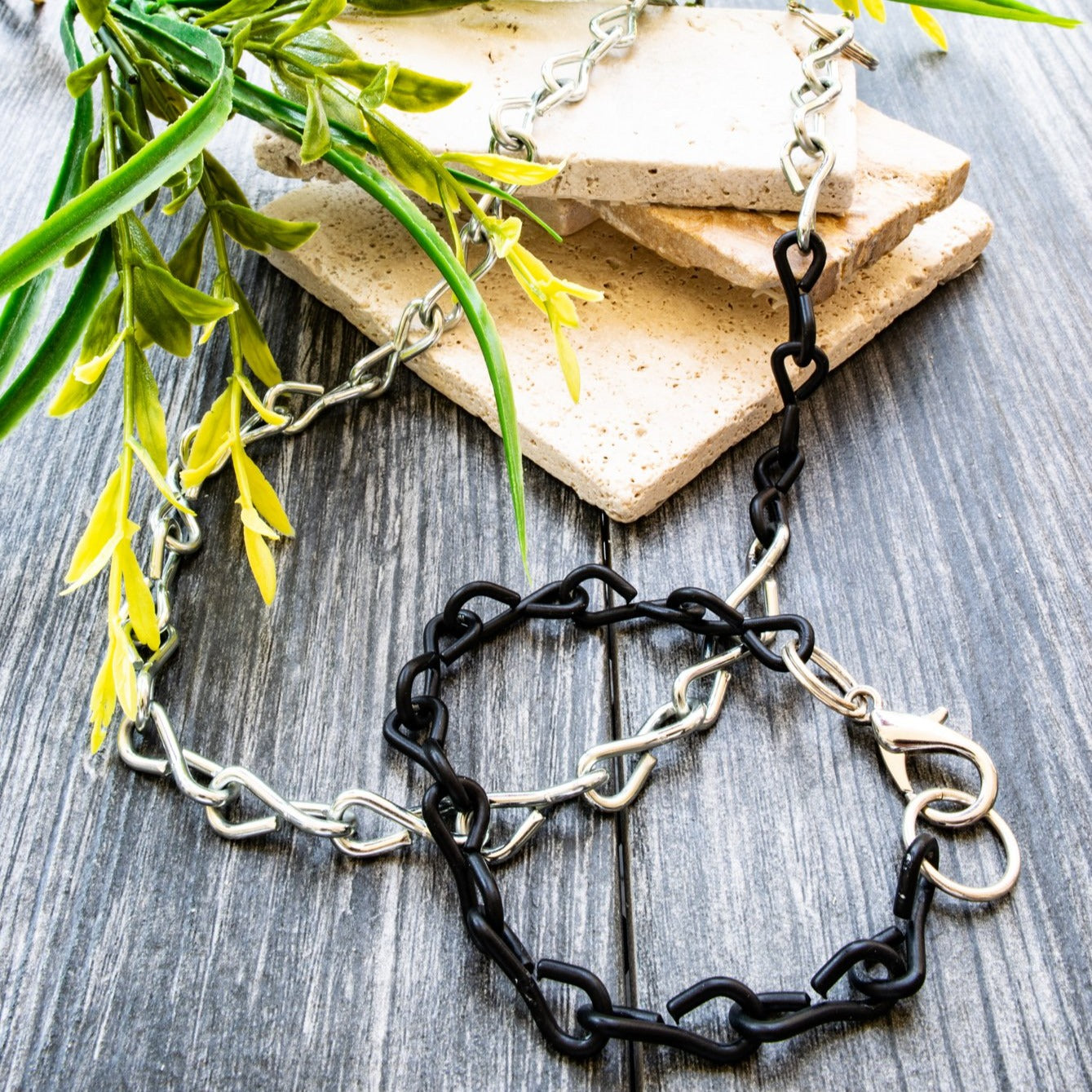 Chains Black Steel Chain, Single Wrap Bracelet