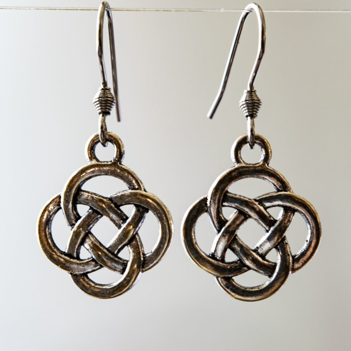 Beginnings Silver Knot Dangle Earrings