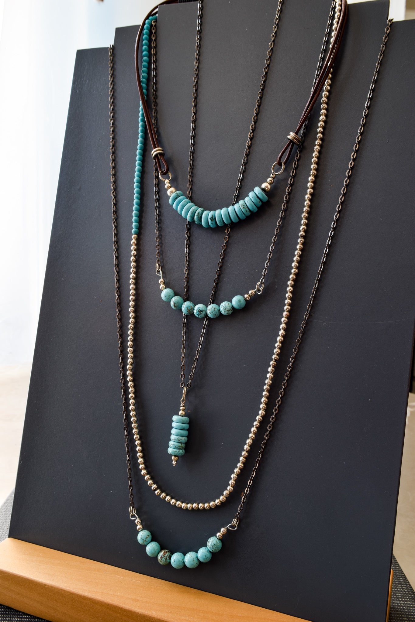 Expressions in Turquois, Bead and Chain Necklace in Two Lengths