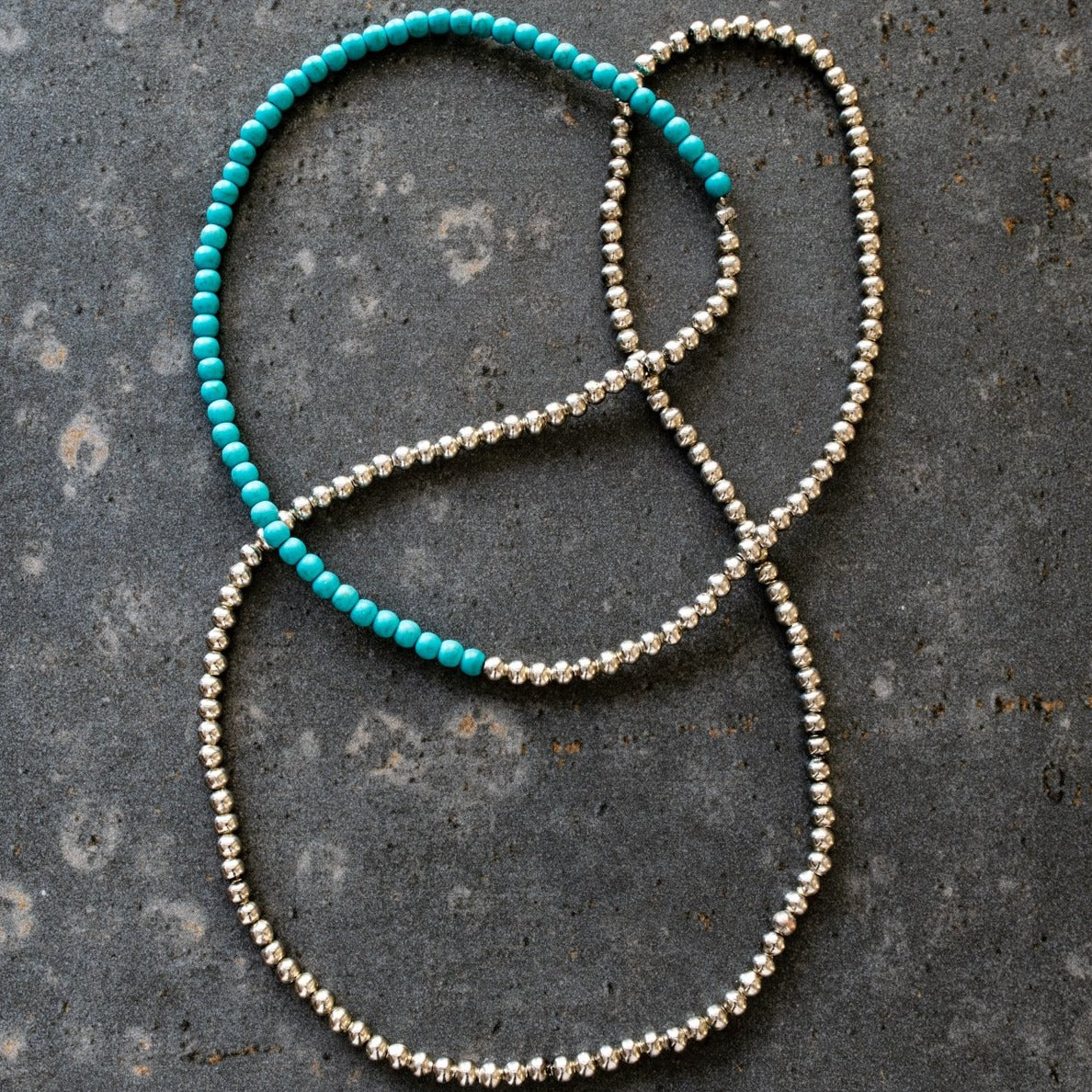 Expressions in Turquoise, 30 inch Beaded Stretch Necklace or Wrap Bracelet