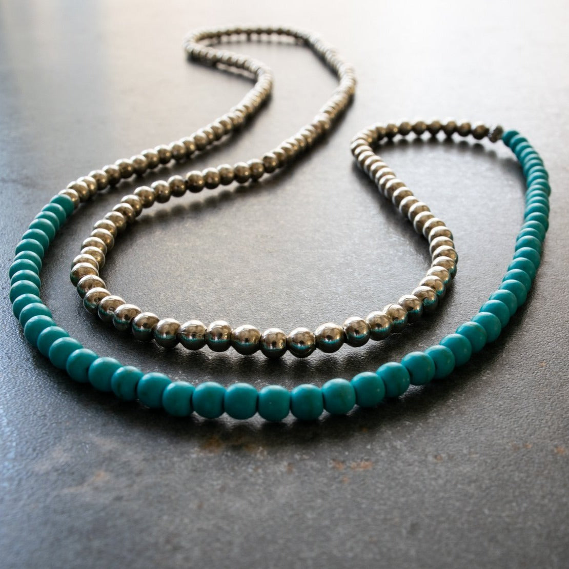 Expressions in Turquoise, 30 inch Beaded Stretch Necklace or Wrap Bracelet