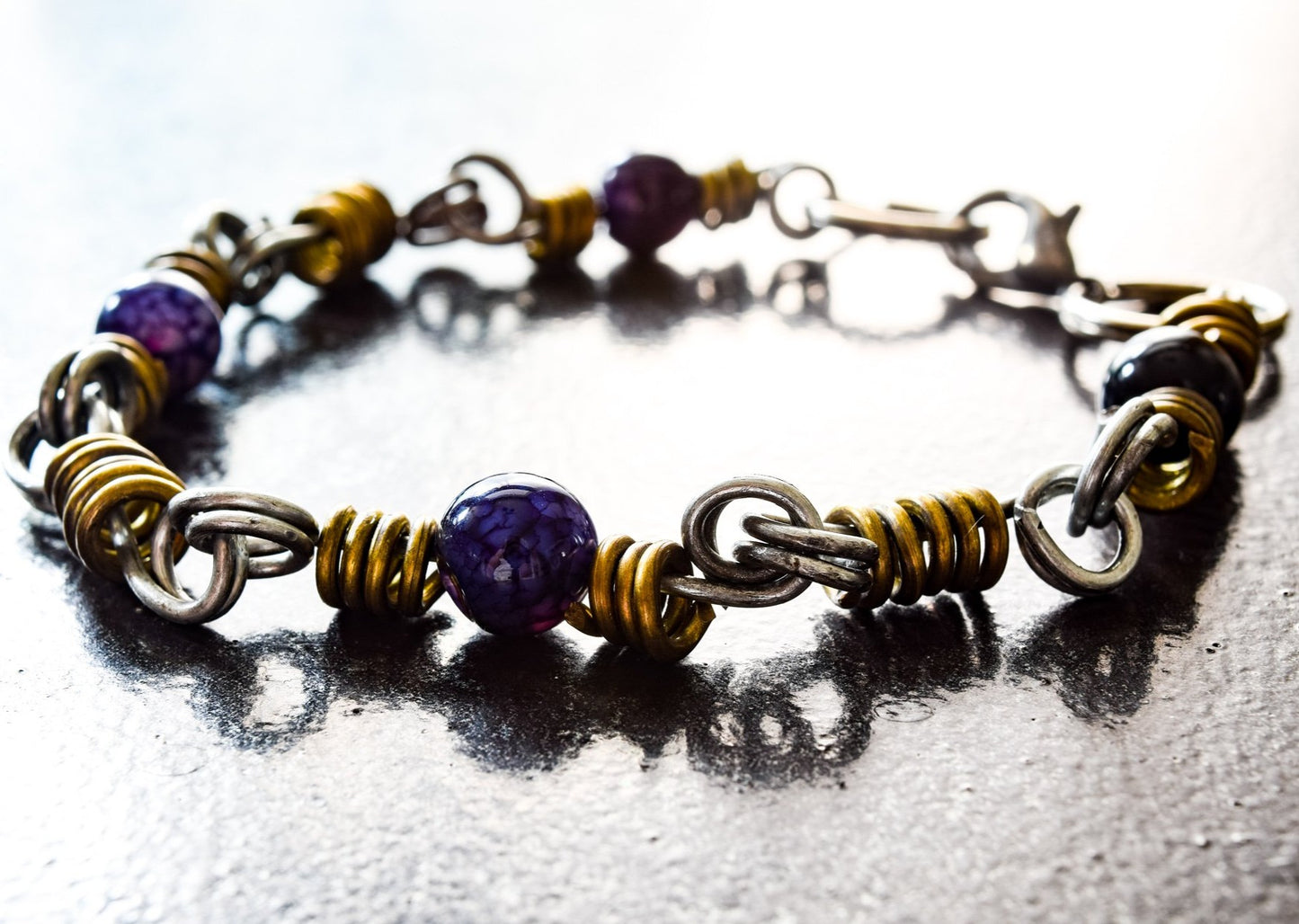 Marty's Twisted, Bracelet with Steel and Amethyst