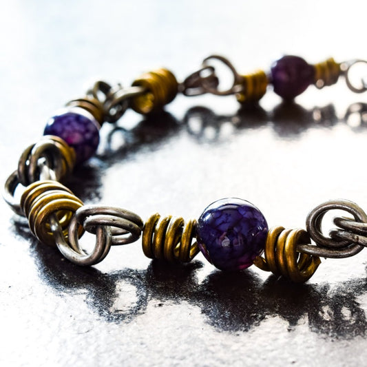 Marty's Twisted, Bracelet with Steel and Amethyst