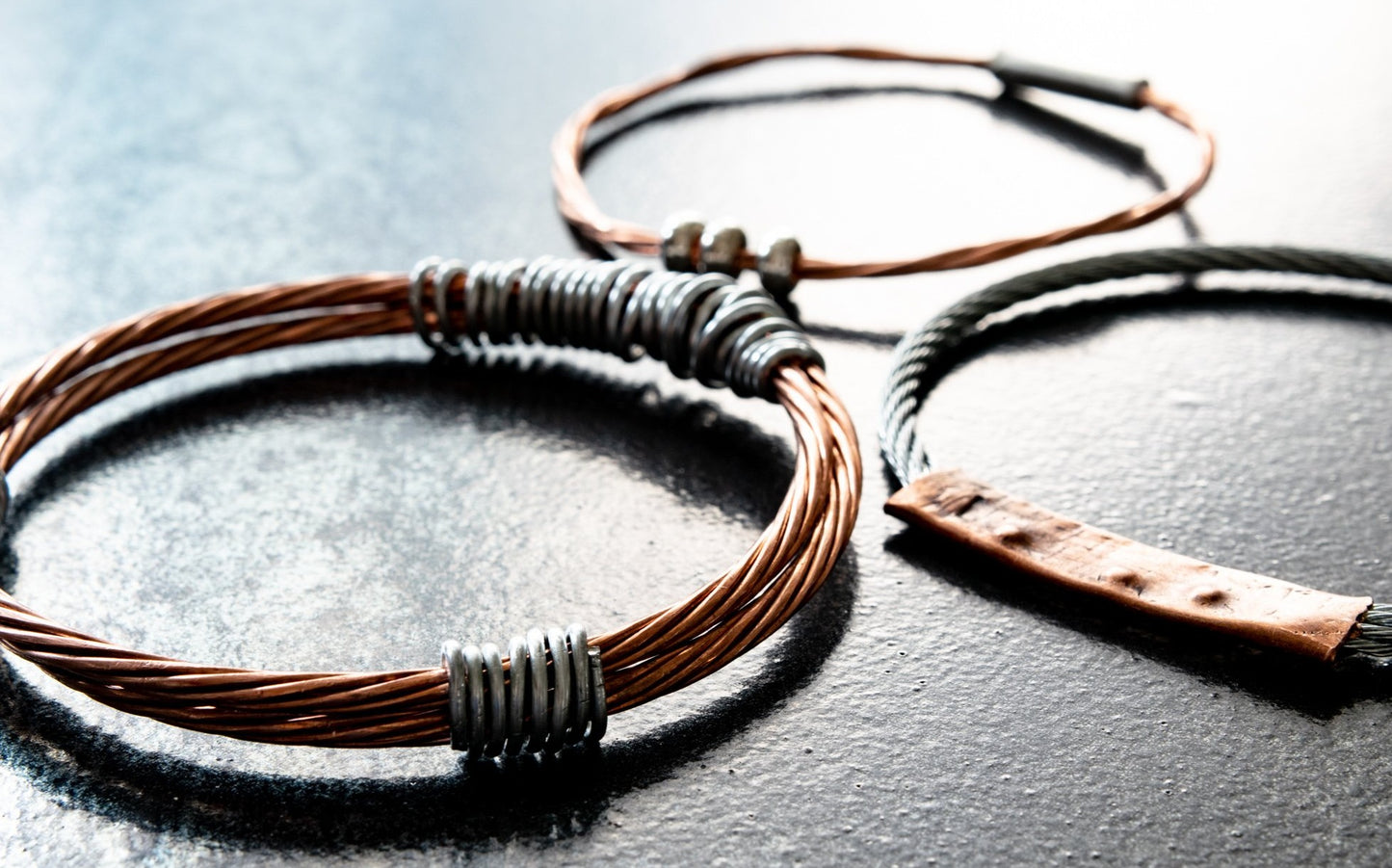 Cable Ties, Copper and Steel Twist Bracelet