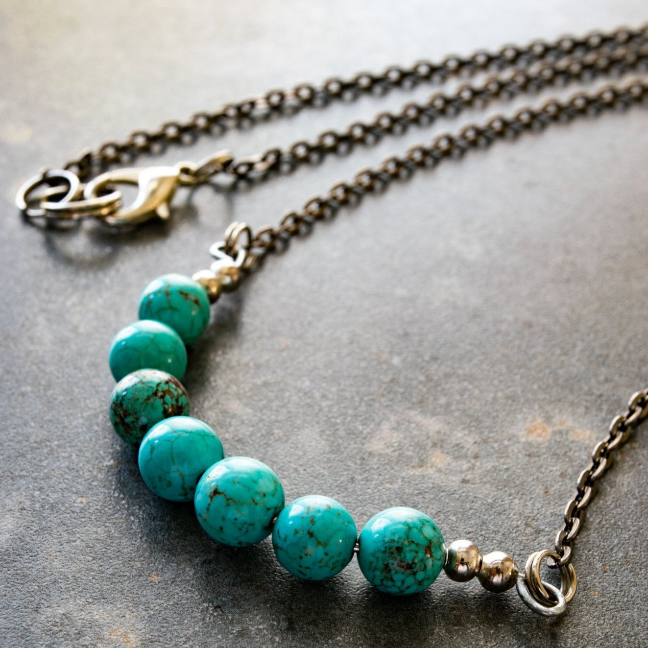 Expressions in Turquois, Bead and Chain Necklace in Two Lengths