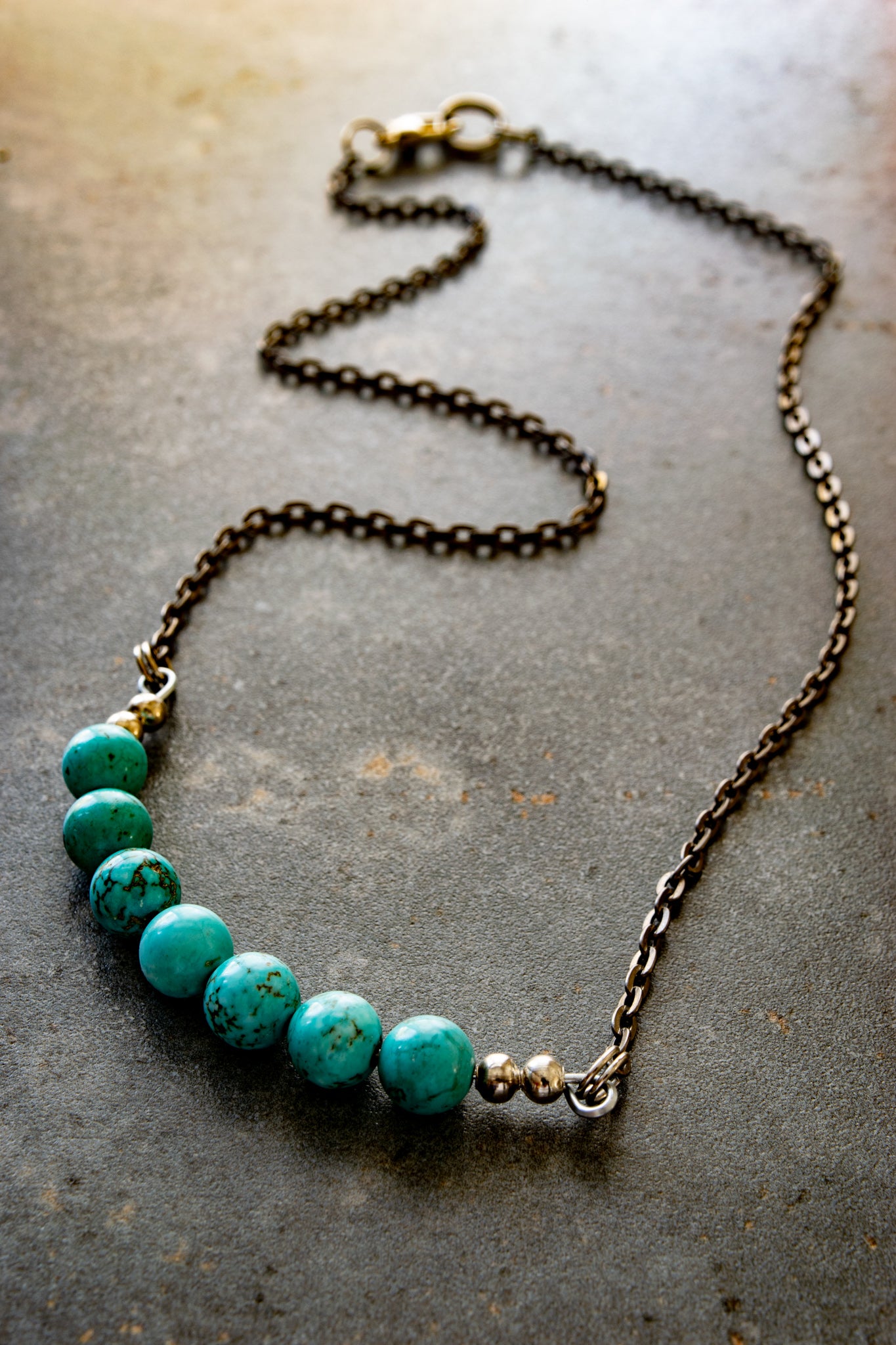 Expressions in Turquois, Bead and Chain Necklace in Two Lengths