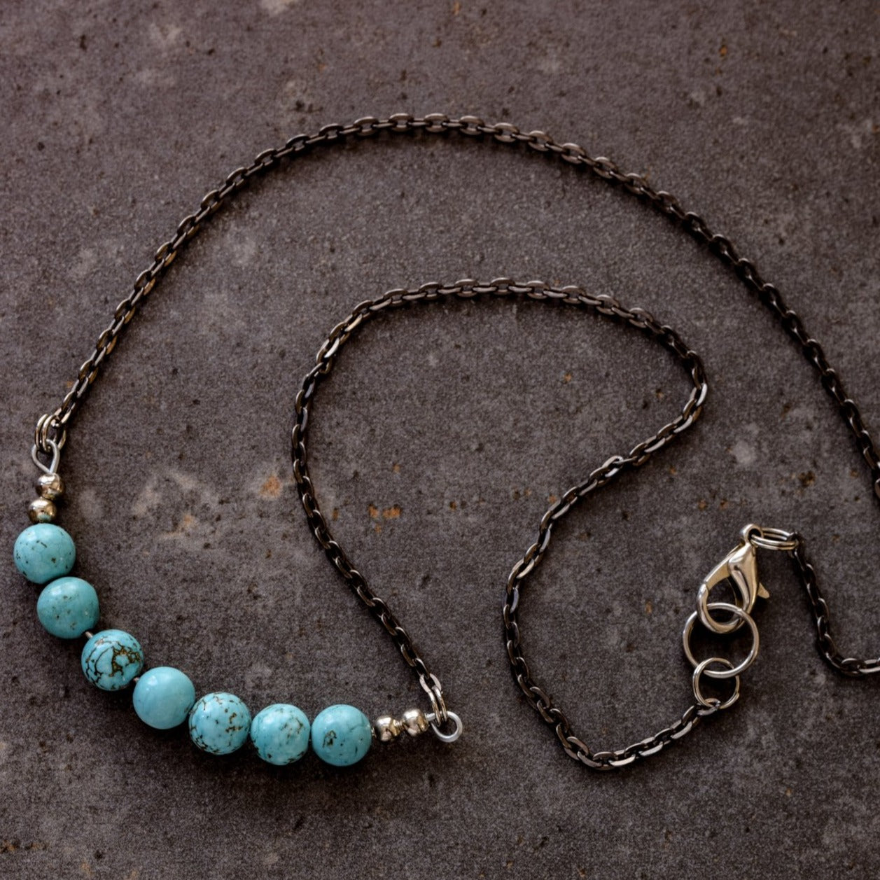 Expressions in Turquois, Bead and Chain Necklace in Two Lengths