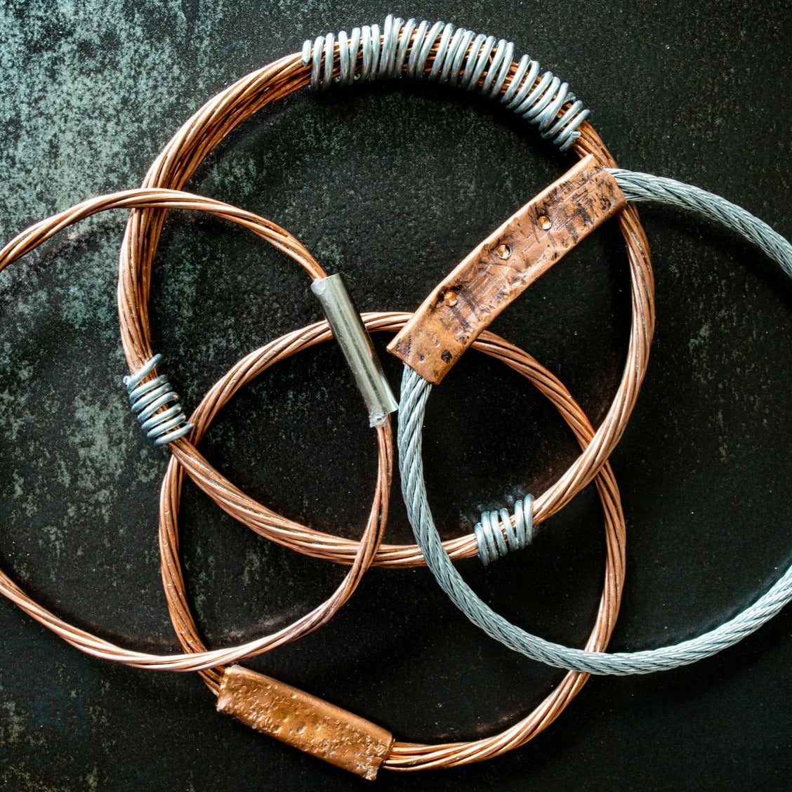 Cable Ties, Copper and Steel Twist Bracelet