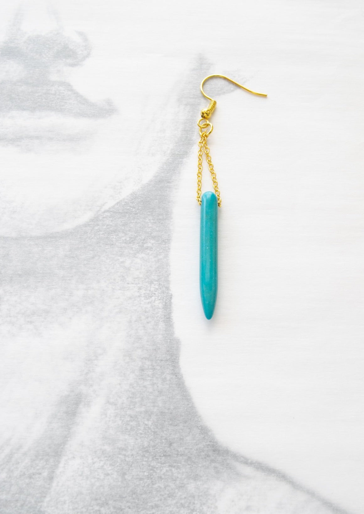 Expressions in Howlite, Dangle Earrings with Gold and Blue Howlite Stones