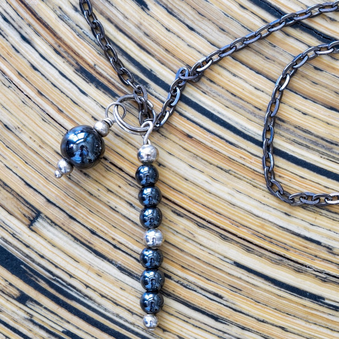 Expressions in Hematite, 19-inch Tassel Necklace