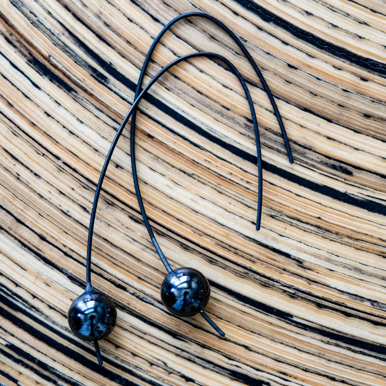 Expressions in Hematite, Steel Hook Earrings