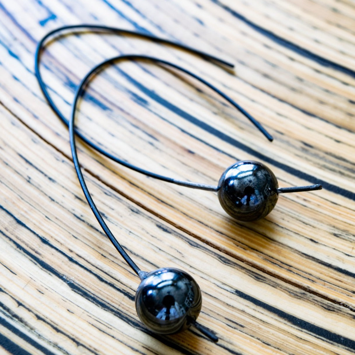 Expressions in Hematite, Steel Hook Earrings