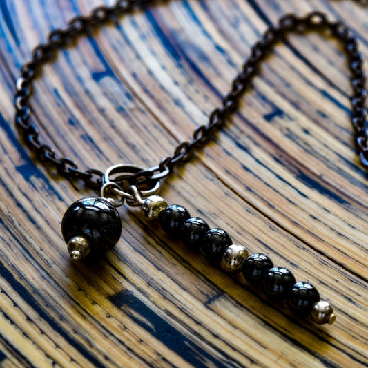 Expressions in Hematite, 19-inch Tassel Necklace