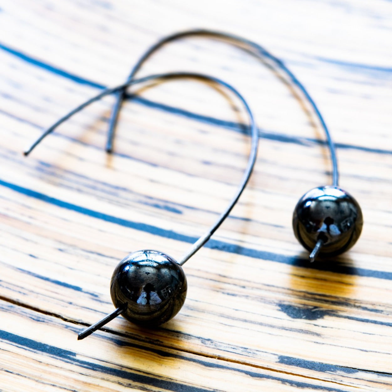 Expressions in Hematite, Steel Hook Earrings