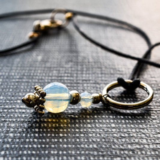 Expressions in Opalite Pendent on a Black Cord